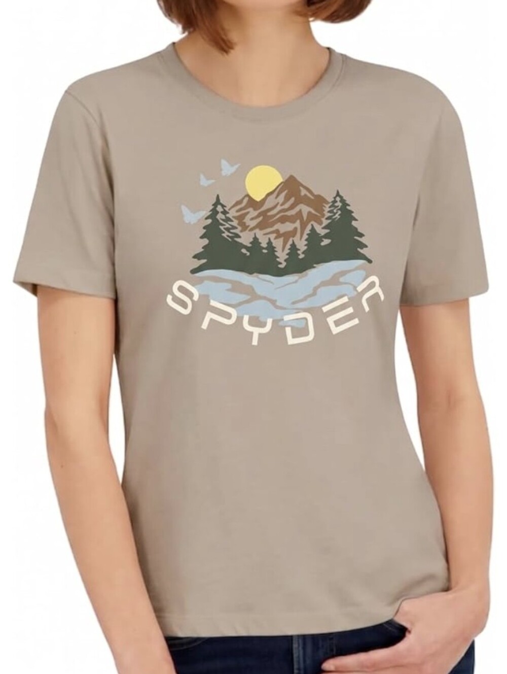 Spyder Taupe Short-Sleeve Mountain Graphic Tee 1X